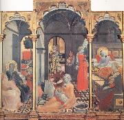 Fra Filippo Lippi The Osservanza Master The Birth of the Virgin,with other Scenes of her Life china oil painting reproduction